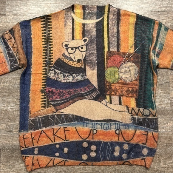 yesno Sweaters - Yesno knitting bears in sweaters graphic printed wool blend sweater size XL